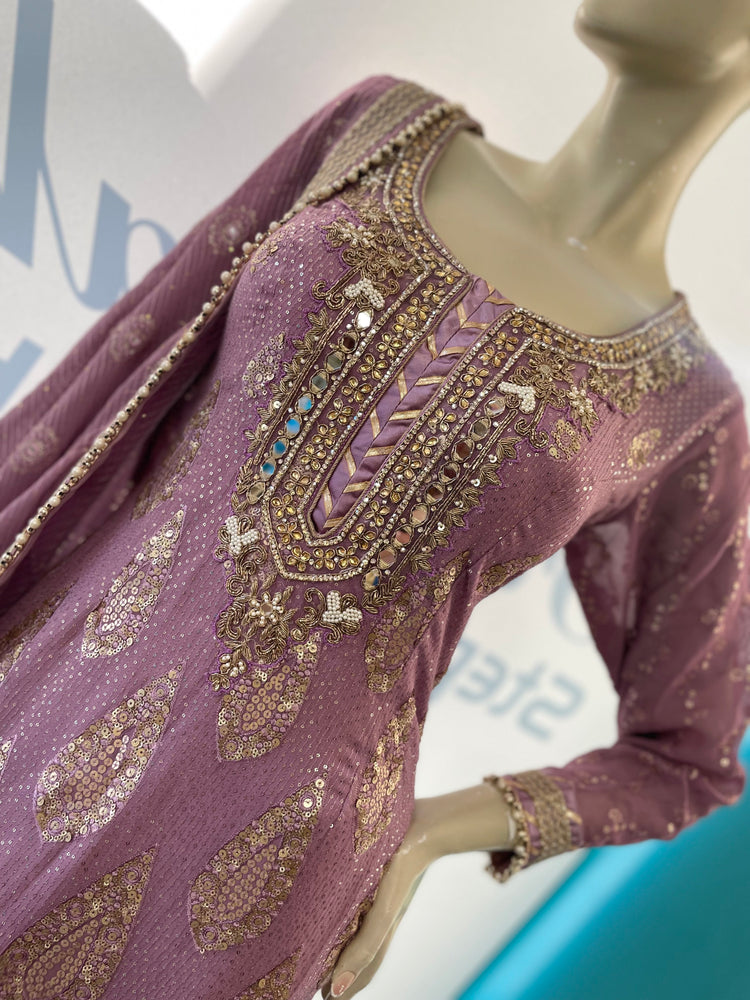 Mauve Heavy Gharara - Fatimahs clothing